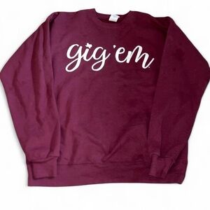Women’s Texas A&M “Gig ‘Em” Burgundy Crewneck Sweater Size M